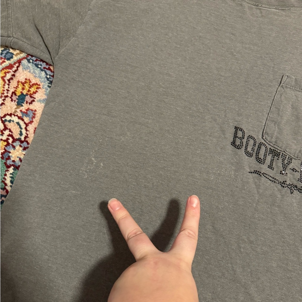 Booty-licious Rhinestone Boxy Short Sleeve Tee Women’s Small Y2K Mcbling Grey - Picture 11 of 12